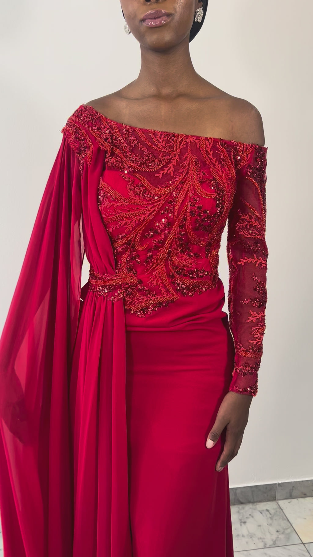 Robe Elena – Robe de soirée rouge longue à sequins