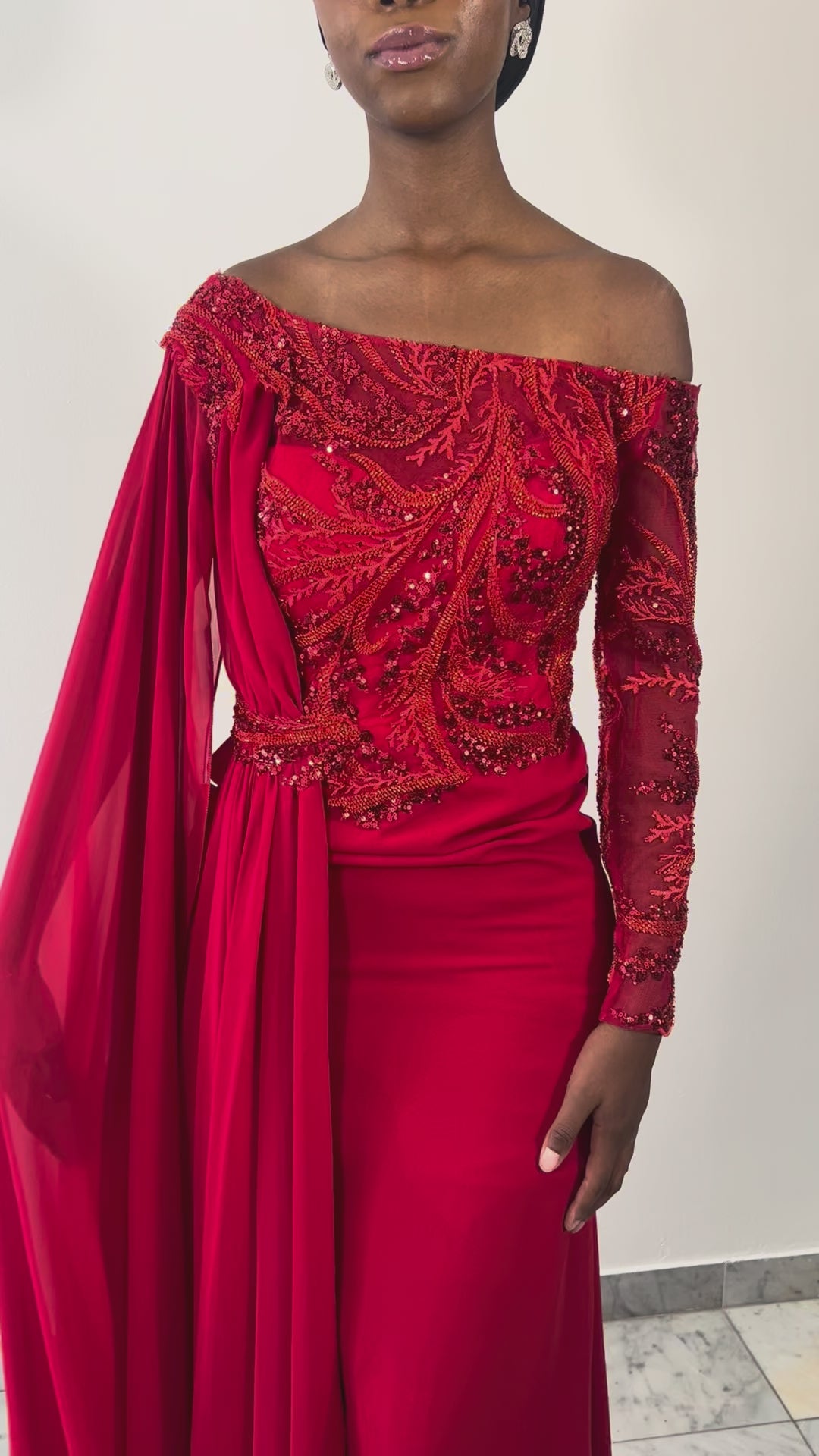 Robe Elena – Robe de soirée rouge longue à sequins