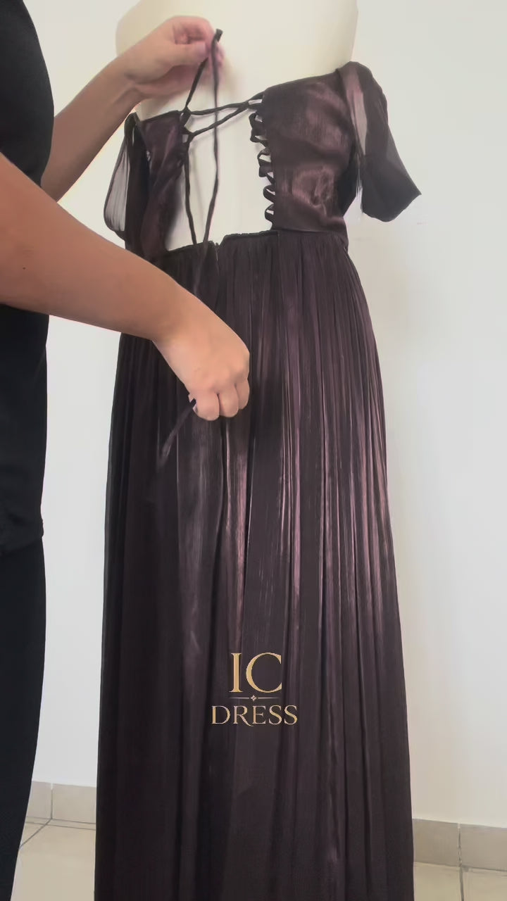 Robe marron chocolat amelia decollé 