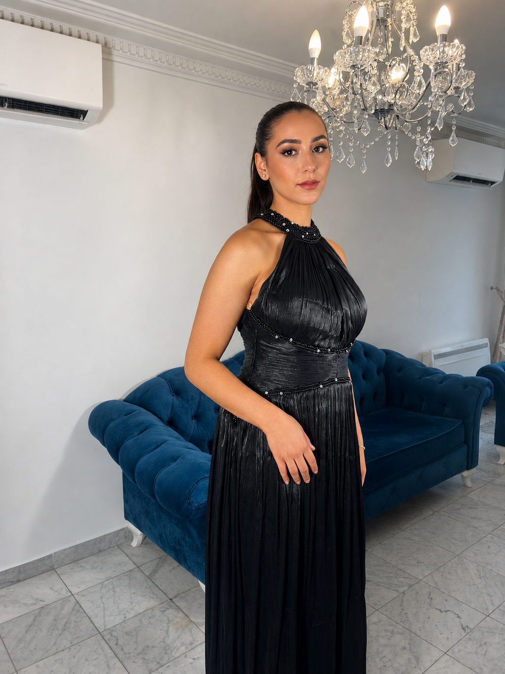 Robe de soirée longue noire Olivia pour femme – IC Dress